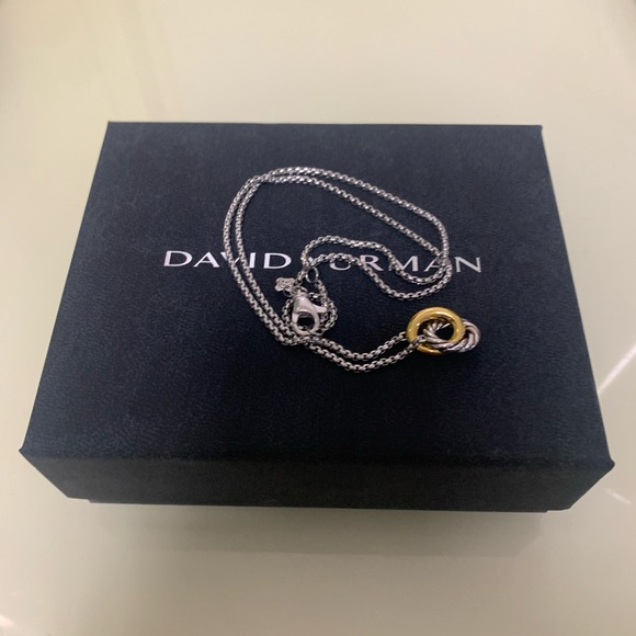 David Yurman Silver and Gold Interlocking Necklace - Picture 2 of 4